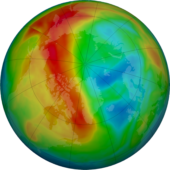 Arctic ozone map for 24 January 2020